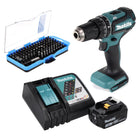 Makita DHP 485 RF1 Perceuse-visseuse à percussion sans fil 18 V 50 Nm Brushless + 1x Batterie 3,0 Ah + Chargeur + Jeu d'embouts 100 pièces