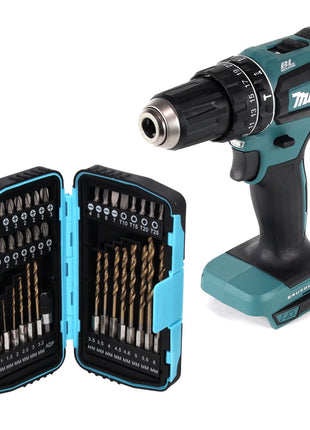 Makita DHP 485 Z Perceuse-visseuse à percussion sans fil 18 V 50 Nm Brushless + Jeu de forets 40 pièces - sans batterie, sans chargeur