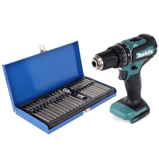 Makita DHP 485 Z Perceuse-visseuse à percussion sans fil 18 V 50 Nm Brushless + Jeu d'embouts 40 pièces - sans batterie, sans chargeur