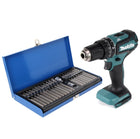 Taladro percutor inalámbrico Makita DHP 485 Z 18 V 50 Nm sin escobillas + juego de puntas de 40 piezas - sin batería, sin cargador