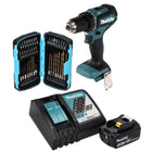 Makita DDF 485 RF1 Perceuse visseuse sans fil 50 Nm, 18V, sans balais + 1x Batterie 3,0 Ah + Chargeur + Set de forets à embouts 40 pièces