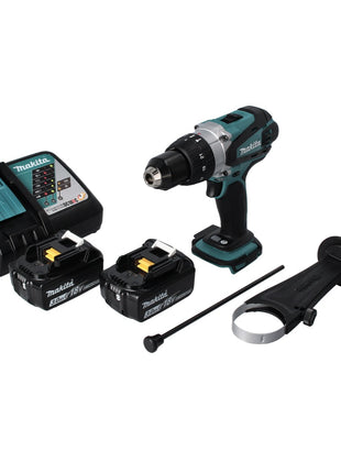 Makita DHP 458 RF Perceuse-visseuse à percussion sans fil 18 V 91 Nm + 2x Batteries 3,0 Ah + Chargeur