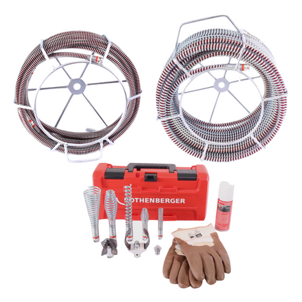 Rothenberger R600 VarioClean Akku Rohrreinigungsmaschine 18 V + 1x Akku 8,0 Ah + Ladegerät + Spiral Werkzeug Set DuraFlex ( 1000003346 ) - Toolbrothers