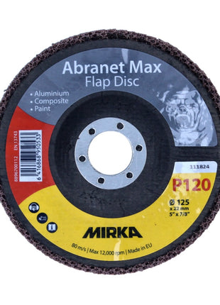 Mirka Abranet Max Flap disc T29 125 mm 22 mm ALOX 120 10 Stück ( 10x 8896700112 ) Fächerscheibe für Aluminium, Verbundstoffe, Lack - Toolbrothers