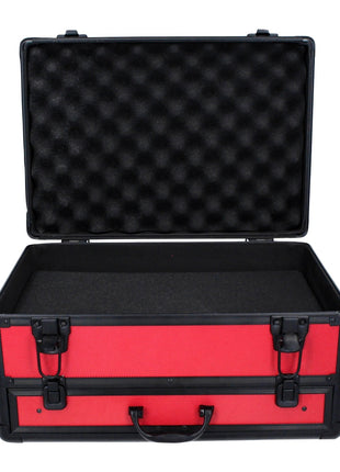 Toolbrothers TX Coffret de transport en aluminium rouge pour visseuse à percussion et Perceuse visseuse à percussion sans fil  + Set de forets, 70 pcs. + Insert cubique en mousse