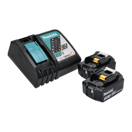 Makita DHP 484 RF W Perceuse-visseuse à percussion sans fil 18 V 54 Nm brushless + 2x Batterie 3,0 Ah + Chargeur