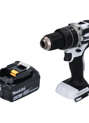 Makita DHP 484 M1 W Taladro percutor inalámbrico 18 V 54 Nm sin escobillas blanco + 1x batería 4,0 Ah - sin cargador