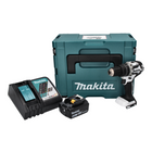 Makita DHP 484 RG1J W Perceuse-visseuse à percussion sans fil 18 V 54 Nm Brushless + 1x Batterie 6,0 Ah + Chargeur + Makpac