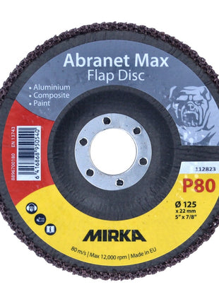 Mirka Abranet Max Disque à lamelles T29 set 125 mm 22 mm ALOX 80 40 pièces (40x 8896700180) disque dentelé pour aluminium, matériaux composites, peinture