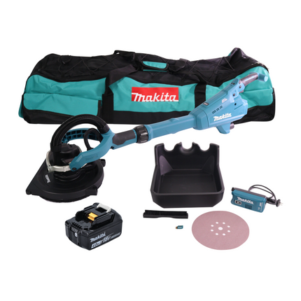 Makita DSL 800 M1X ponceuse à long cou sans balais 18 V 225 mm + 1x batterie 4,0 Ah + accessoires + sac - sans chargeur