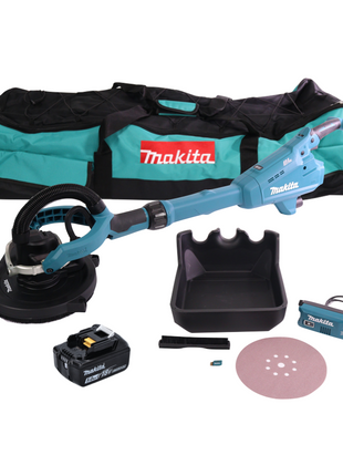 Makita DSL 800 T1X ponceuse à long cou sans balais 18 V 225 mm + 1x batterie 5,0 Ah + accessoires + sac - sans chargeur