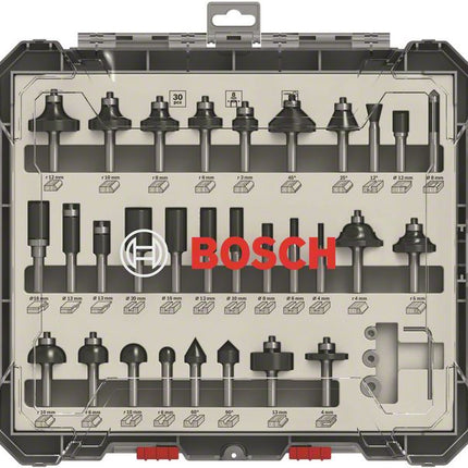 Bosch Mixed Fräser Set 8 mm 30 tlg. + Koffer ( 2607017475 ) für Oberfräsen mit Rundschaft - Toolbrothers