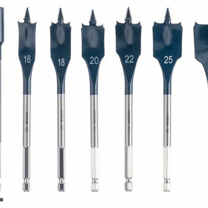 Bosch Self Cut Speed Set: Mèches plates 16/18/20/22/25/32mm, 7 pcs. + Rallonge 1/4" (2608587009)