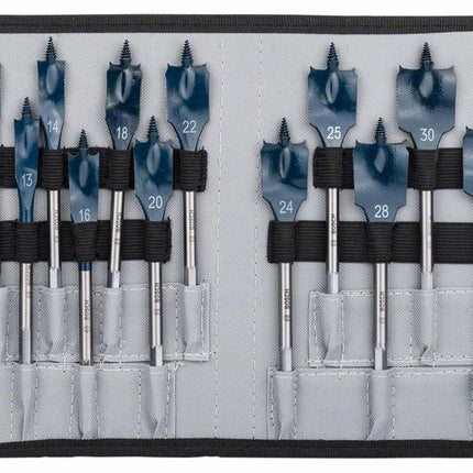 Bosch 13.-tlg. Flachfräsbohrer Set Self 4Cut Speed in Rolltasche ( 2608587010 ) - Toolbrothers