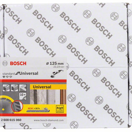 Bosch Standard for Universal Disques à tronçonner diamantés 125 x 22,23 mm 10 pces ( 2608615060 ) pour béton, acier-béton, brique, calcaire et sable-pierre