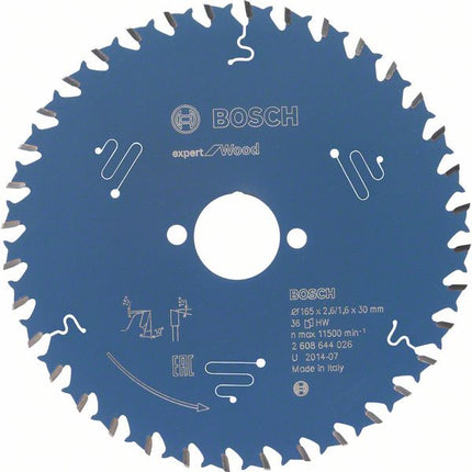 Bosch Lame de scie circulaire Expert for Wood, 165 x 1,6 x 30 mm, 36 dents (2608644026)