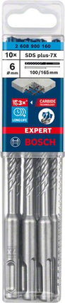 Bosch Expert Forets pour perforateur SDS plus 7X 6,0 x 165 mm - 10 pièces (2608900160)
