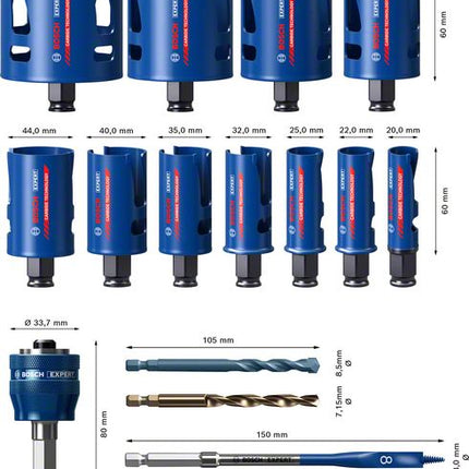 Bosch EXPERT Scies cloche - matériel de construction 60 mm (20/22/25/32/35/40/44/51/60/68/76 mm)