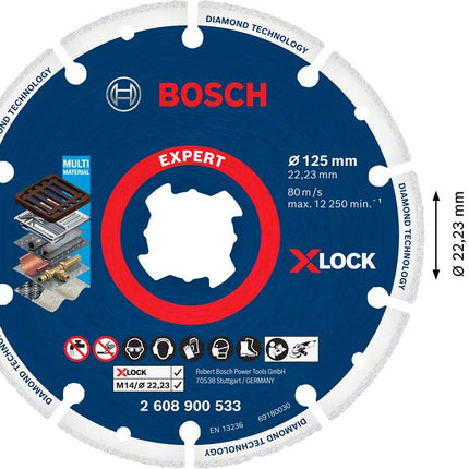 Bosch X-LOCK Diamant Metallscheiben Trennscheibe 125 x 22,23 mm ( 2608900533 ) Expert 1 Stk. für X-LOCK Winkelschleifer - Toolbrothers