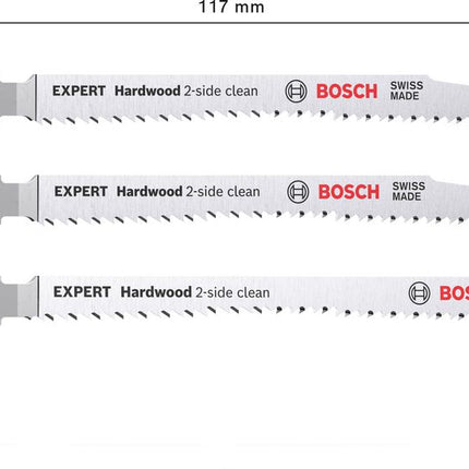 Bosch EXPERT Hardwood 2 side clean Set de lames de scie sauteuse : T 308 BF / BFP, 117 mm, Bi-métal, 3 pcs. (2608900549)