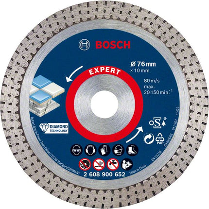 Disque à tronçonner diamanté Bosch Expert Hard Ceramic 76 mm 76 x 1,5 x 10 mm ( 2608900652 ) Diamond Technology - successeur de 2608615020