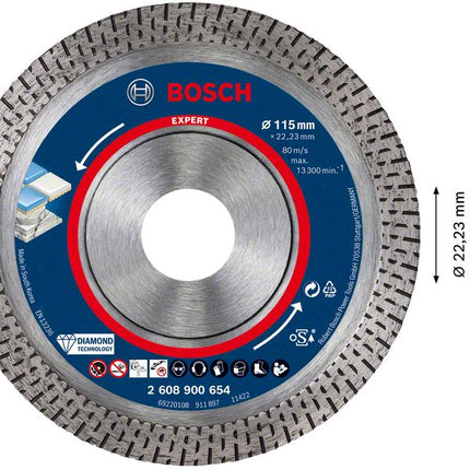 Disque à tronçonner diamanté Bosch EXPERT HardCeramic 115 x 22,23 mm 1 pièce (2608900654) Technologie diamant