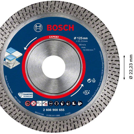 Bosch EXPERT HardCeramic Disque à tronçonner diamanté, 125 x 22,23 mm, Diamond Technology, 1 pc. (2608900655)