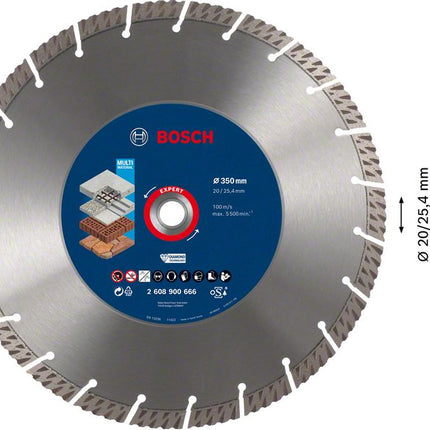 Bosch Expert MultiMaterial Disque à tronçonner diamanté, 350 x 3,3 x 25,40 mm, Diamond Technology -  pour scies sur table / scies à essence (2608900666)