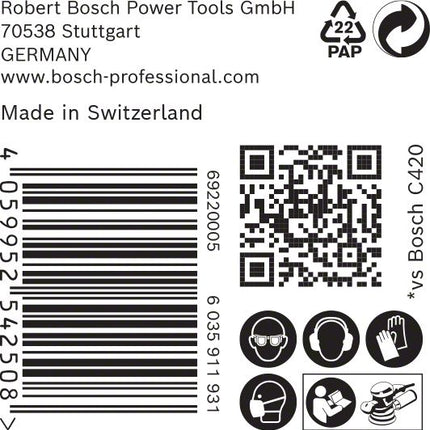 Bosch EXPERT C470 Feuille abrasive 125mm 8 trous G120 pour ponceuses excentriques - 50 pcs. (2608900912)