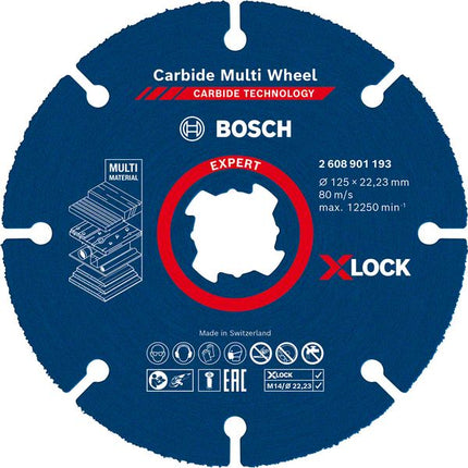 Bosch Expert Carbide Multi Wheel X-LOCK Disque à tronçonner, 125 mm x 22,23 mm (2608901193)
