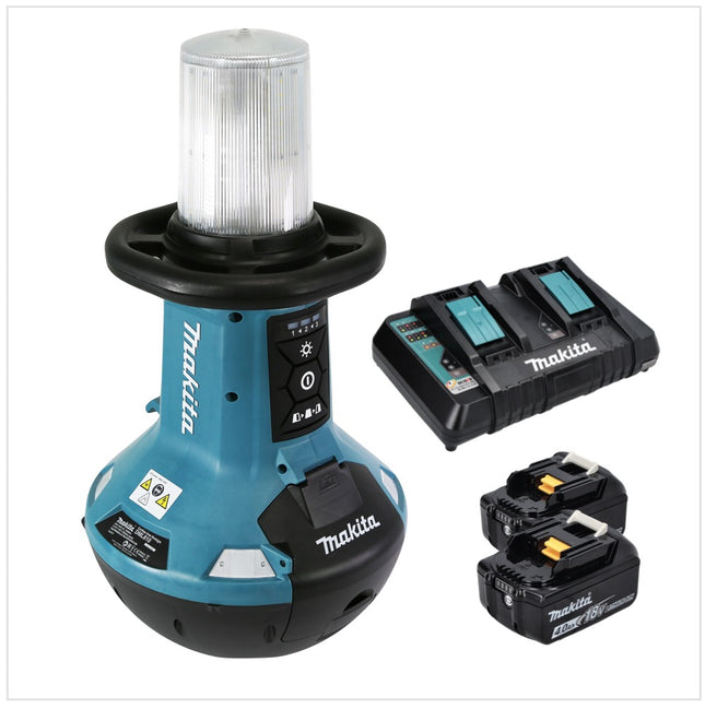 Lampe LED sans fil Makita DML 810 PM 18 / 36 V ( 2 x 18 V ) 5500 lm IP54 + 2 batteries 4,0 Ah + double chargeur