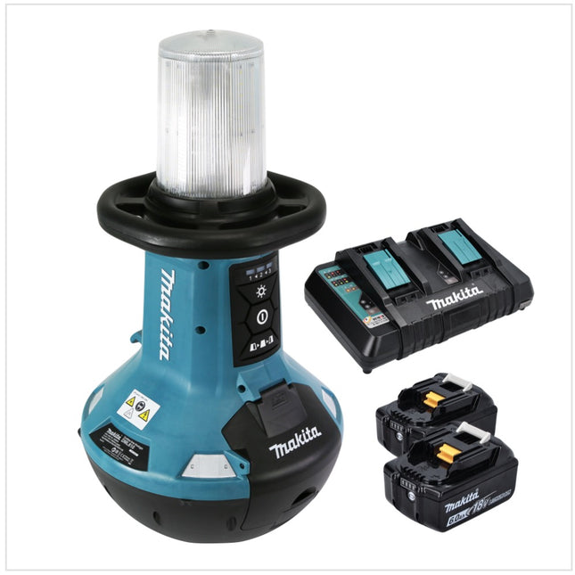 Lampe LED sans fil Makita DML 810 PG 18 / 36 V ( 2 x 18 V ) 5500 lm IP54 + 2 batteries 6,0 Ah + double chargeur