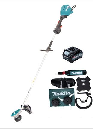 Makita UR 003 GD101 débroussailleuse sur batterie 40 V brushless IPX4 + batterie 2,5 Ah + bandoulière + tête de couteau + tête de fil + couteau à mouche + sac - sans chargeur