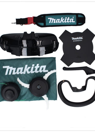 Makita UR 003 GD101 débroussailleuse à batterie 40 V brushless IPX4 + batterie 2,5 Ah + chargeur + bandoulière + tête de couteau + tête de fil + couteau à mouche + sac