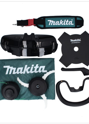 Makita UR 003 GM101 débroussailleuse à batterie 40 V brushless IPX4 + batterie 4,0 Ah + chargeur + bandoulière + tête de couteau + tête de fil + couteau à mouche + sac