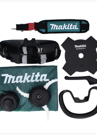 Makita UR 003 GM201 débroussailleuse à batterie 40 V sans balais IPX4 + 2x batteries 4,0 Ah + chargeur + bandoulière + tête de couteau + tête de fil + couteau à mouche + sac