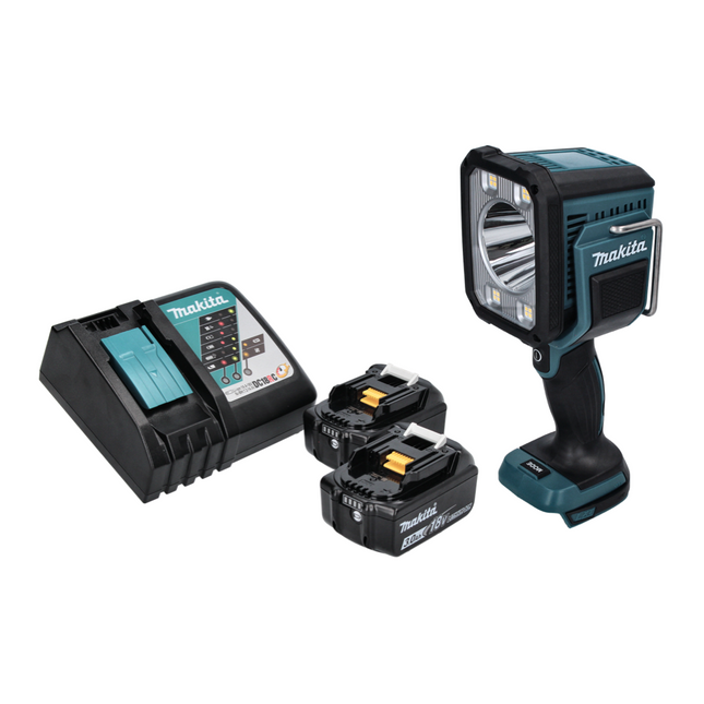 Makita DML 812 RF Lampe torche à LED 18 V 1250 lm + 2x batterie 3,0 Ah + chargeur