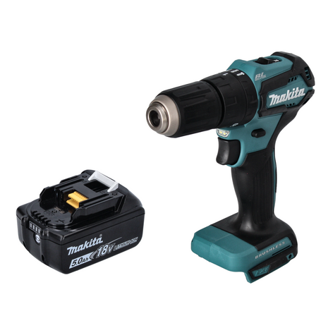 Makita DHP 483 T1 Perceuse-visseuse à percussion sans fil 18 V 40 Nm Brushless + 1x Batterie 5,0 Ah - sans chargeur