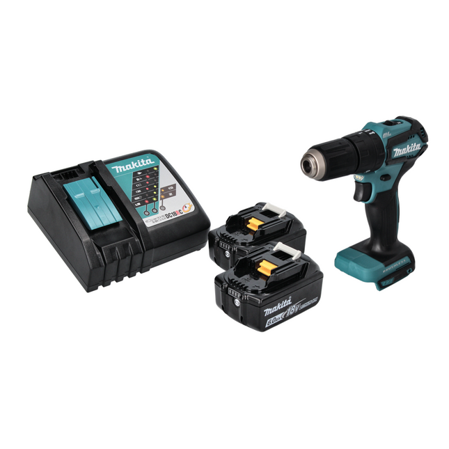 Makita DHP 483 RG Perceuse-visseuse à percussion sans fil 18 V 40 Nm Brushless + 2x Batteries 6,0 Ah + Chargeur