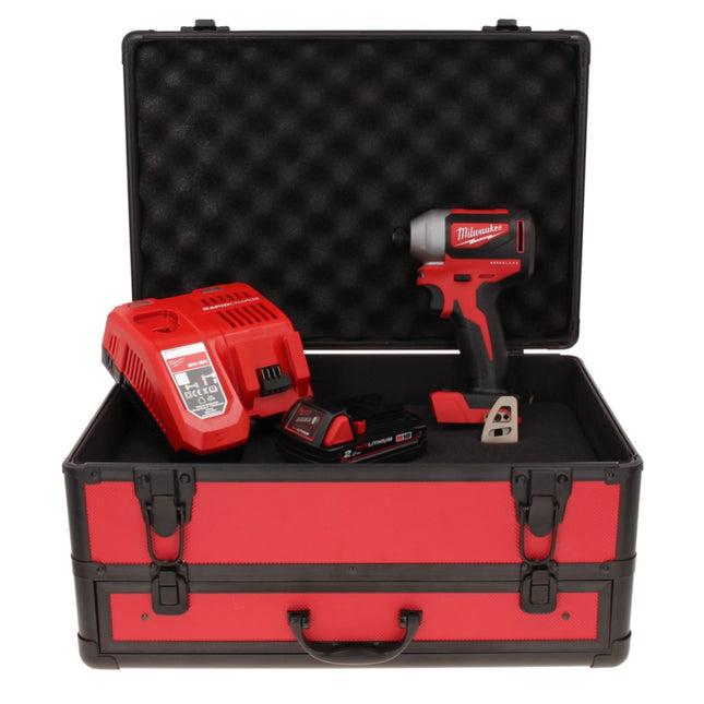 Milwaukee M18 BLID2-201FC TX Visseuse à percussion sans fil 180 Nm 1/4" 18V Brushless + 1x Batterie 2,0 Ah + Chargeur + Coffret TX