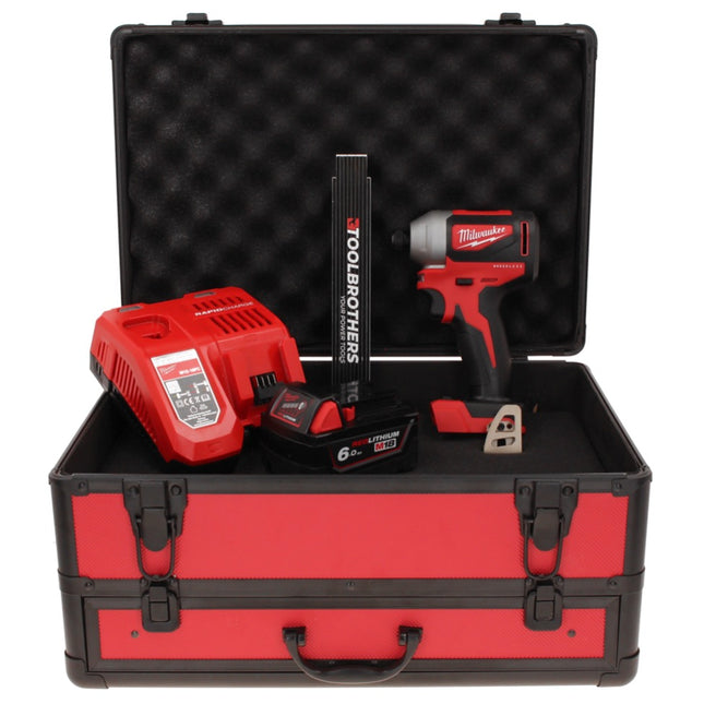 Milwaukee M18 BLID2-601FC TX Visseuse à percussion sans fil 180 Nm 1/4" 18V Brushless + 1x Batterie 6,0 Ah + Chargeur + Mètre pliant + Coffret TX