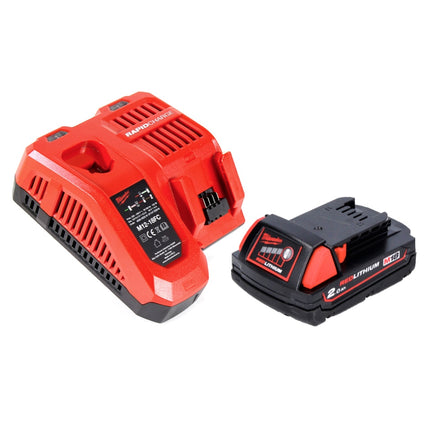 Milwaukee M18 FPD2-201FC TX Perceuse à percussion sans fil 135 Nm 18V Brushless + 1x Batterie 2,0 Ah + Chargeur + Mètre pliant + Coffret TX