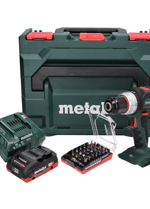 Taladro percutor a batería Metabo SB 18 LT BL 18 V 75 Nm sin escobillas + 1x batería 4,0 Ah + cargador + juego de puntas 32 piezas + metaBOX