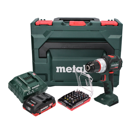 Metabo SB 18 LT BL Perceuse à percussion sans fil 75 Nm 18V Brushless + 1x Batterie 4,0 Ah + Chargeur + Coffret MetaBOX + Set d'embouts 32 pcs.