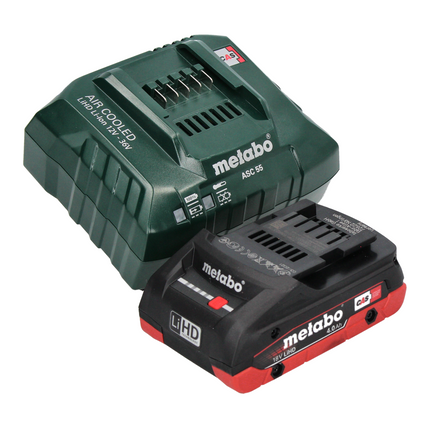 Metabo SB 18 LTX BL I Perceuse à percussion sans fil 130 Nm 18 V Brushless + 1x Batterie 4,0 Ah + Chargeur + Coffret metaBOX + Set d'embouts 32 pcs.