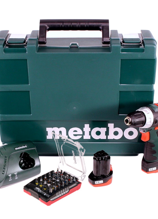 Perceuse-visseuse sans fil Metabo Power Maxx BS 10.8 10,8 V + 2 batteries 2,0 Ah + chargeur + jeu d'embouts 32 pièces + coffret