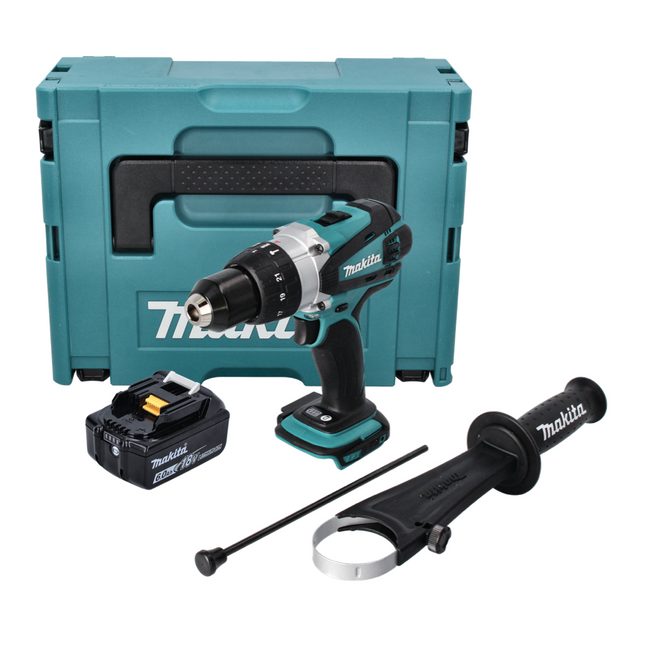Makita DHP 458 G1J Perceuse-visseuse à percussion sans fil 18 V 91 Nm + 1x Batterie 6,0 Ah + Makpac - sans chargeur