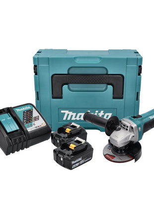 Makita DGA 452 RGJ Meuleuse d'angle sans fil 18 V 115 mm + 2x Batteries 6,0 Ah + Chargeur + Coffret Makpac