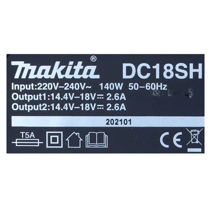 Makita DC 18 SH chargeur double 14,4 V - 18 V LXT 2,6 A courant de charge ( 199687-4 )
