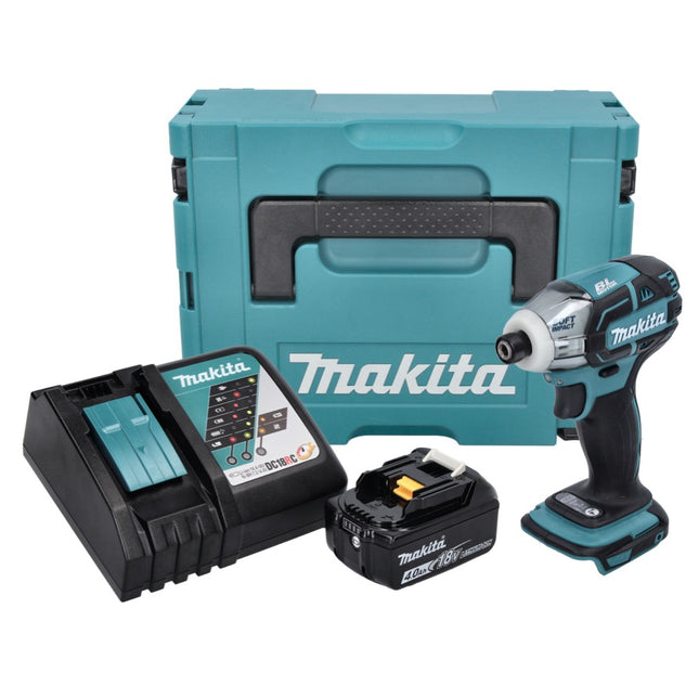 Makita DTS 141 RM1J Visseuse à impulsions sans fil 18 V 40 Nm 1/4" Brushless + 1x batterie 4,0 Ah + chargeur + Makpac